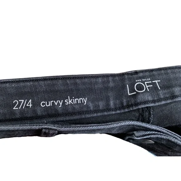 Ann Taylor Loft Black Jeans Size 27/4 Curvy Skinny Pants - Picture 2 of 8